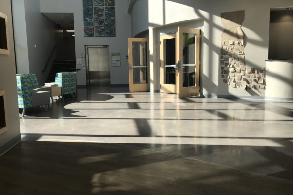 Gray Polished Concrete floor level 2 - Grace College