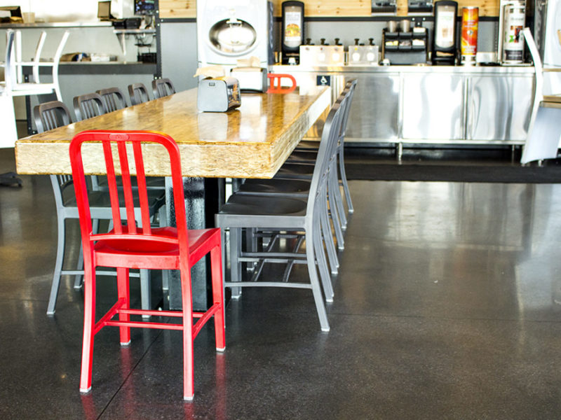 Polished floor with Black Dye burgerfi