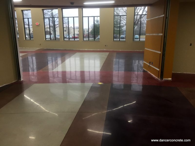 Polished Concrete with Penetrating Dye for Ancilla College