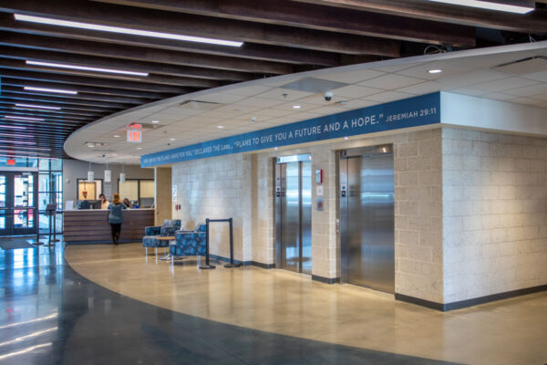 lobby of rescue mission with Polished concrete floors