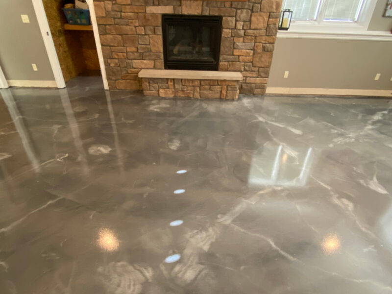 Metallic epoxy floor in Residential Basement