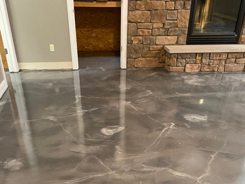 Metallic epoxy floor in Residential Basement