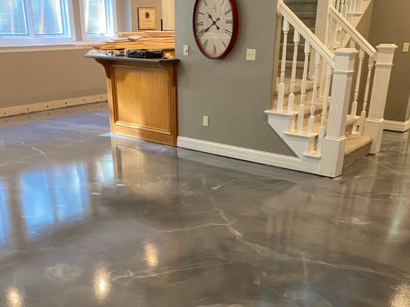 Metallic epoxy floor in Residential Basement