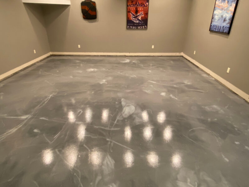 Metallic epoxy floor in Residential Basement